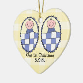 Tweelingen jongens Blauwe Eerste Kerstmis Keramisch Ornament (Links)