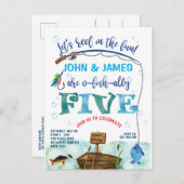 Tweelingen kleine visser met de vijfde visser uitnodiging briefkaart (Voorkant / Achterkant)