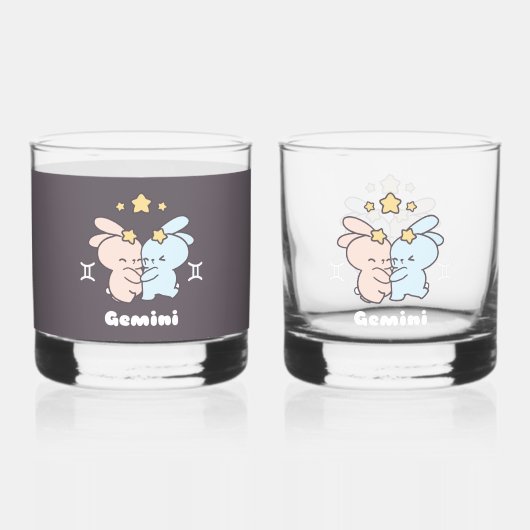 Tweelingen knuffels - Zodiac Harmony Whisky Glas (Voorkant)