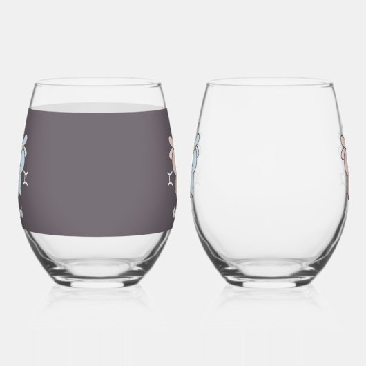 Tweelingen knuffels - Zodiac Harmony Wijnglas Zonder Voet (Rechts)