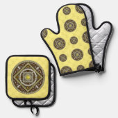 Tweelingen Mandala Ovenwant & Pannenlap Set (Voorkant / Achterkant)
