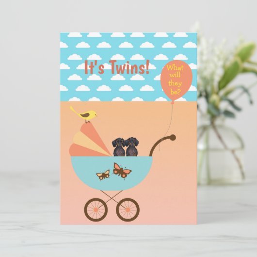 Tweelingen mannen en vrouwen onthullen partijuitvi kaart (Staand voorkant)