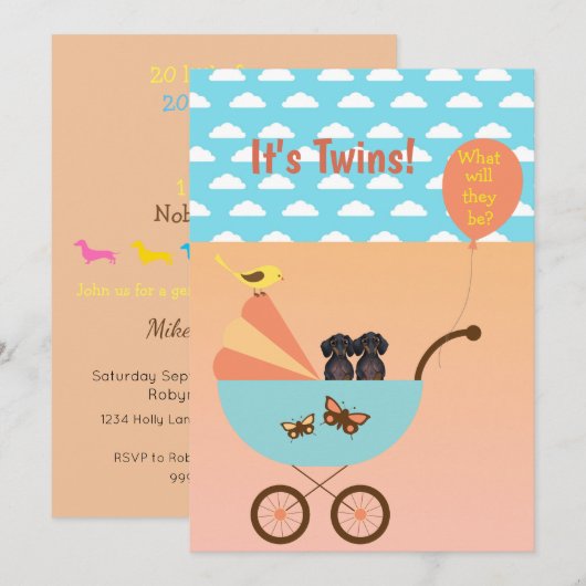 Tweelingen mannen en vrouwen onthullen partijuitvi kaart (Voorkant / Achterkant)