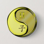 Tweelingen & Metaal Rat Ronde Button 5,7 Cm (Voorkant)