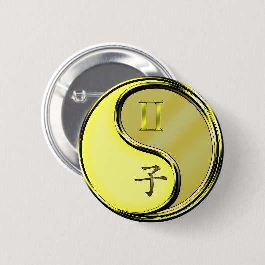 Tweelingen & Metaal Rat Ronde Button 5,7 Cm (Voorkant /achterkant)