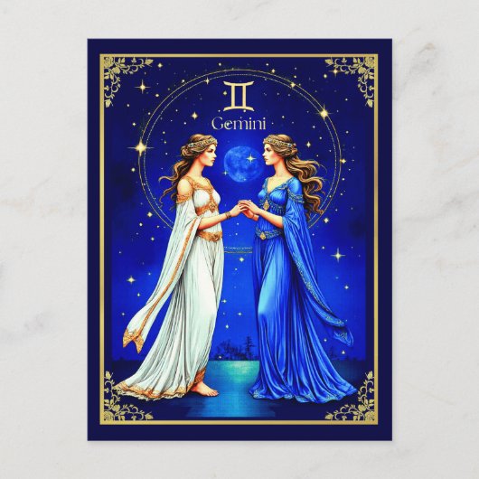 Tweelingen onder een sterrenhemel briefkaart (Voorkant)
