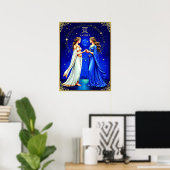 Tweelingen onder een sterrenhemel poster (Thuiskantoor)