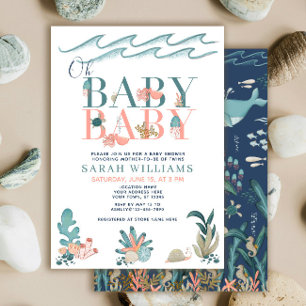 Tweelingen Onder Water Aquarel Oh Baby Baby Shower Kaart
