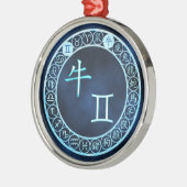 Tweelingen/os Metalen Ornament (Links)