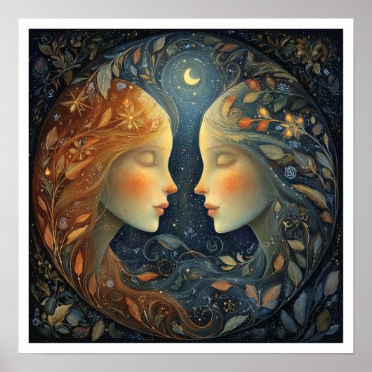 Tweelingen Sterrenbeeld Geboorte Teken Astrologie Poster (Voorkant)