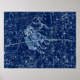 Tweelingen sterrenbeeld  illustratie poster