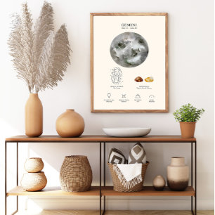 Tweelingen Sterrenbeeld met Geboortesteen Poster 