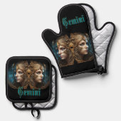 Tweelingen Sterrenbeeld Ovenwant & Pannenlap Set (Voorkant / Achterkant)