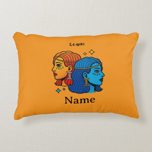 Tweelingen Sterrenbeeld Pop Art - Retro Hemelse Tw Accent Kussen (Voorkant)
