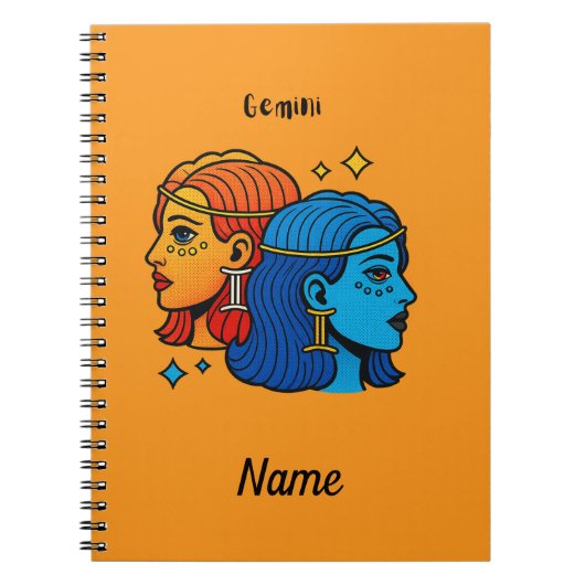 Tweelingen Sterrenbeeld Pop Art - Retro Hemelse Tw Notitieboek (Voorkant)