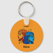Tweelingen Sterrenbeeld Pop Art - Retro Hemelse Tw Sleutelhanger (Voorkant)