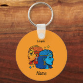 Tweelingen Sterrenbeeld Pop Art - Retro Hemelse Tw Sleutelhanger (Voorkant)