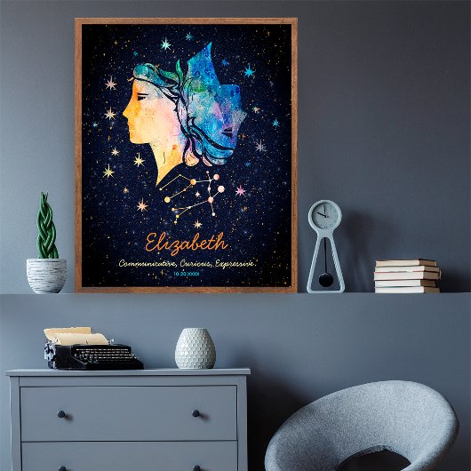 Tweelingen sterrenbeeld Sterrenstelsel Zodiac Wate Poster
