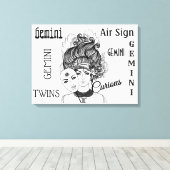 Tweelingen Sterrenbeeld Symbool en Teken Canvas Afdruk (Insitu (Houten vloer))