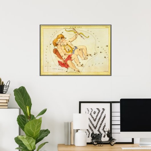 Tweelingen Sterrenbeeld Urania's Spiegel Antiek Poster (Thuiskantoor)