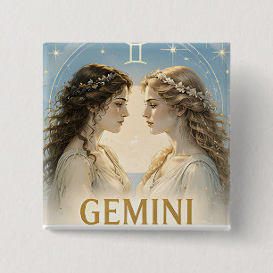 Tweelingen Sterrenbeeld Verjaardag Astrologie Cade Vierkante Button 5,1 Cm