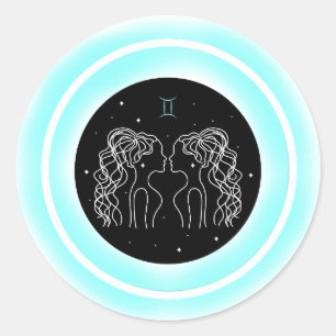 Tweelingen Symbool – Minimaal Astrologie Embleem Ronde Sticker