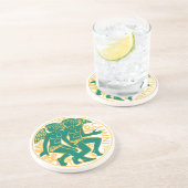 Tweelingen teken van de dierenriem op een zandsteen onderzetter (Zijkant)