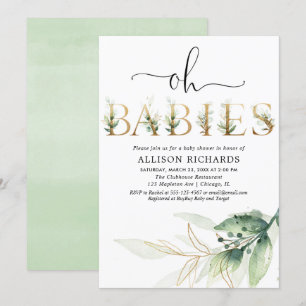 Tweelingen triplets genderneutraal groen baby show kaart