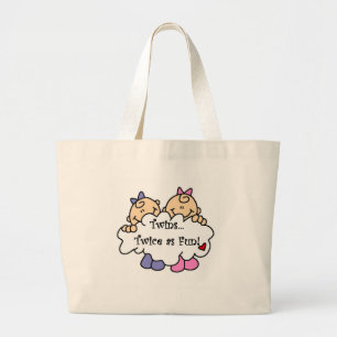 Tweelingen tweemaal als Pret Grote Tote Bag