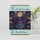 Tweelingen verjaardagsuitnodiging kaart (Staand voorkant)