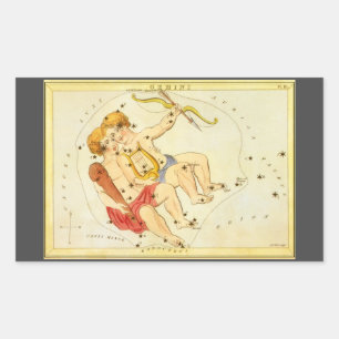 Tweelingen Vintage Sterrenbeeld Urania's Spiegel Rechthoekige Sticker