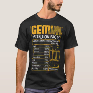 Tweelingen Voeding Feiten Zodiac teken Verjaardag T-shirt