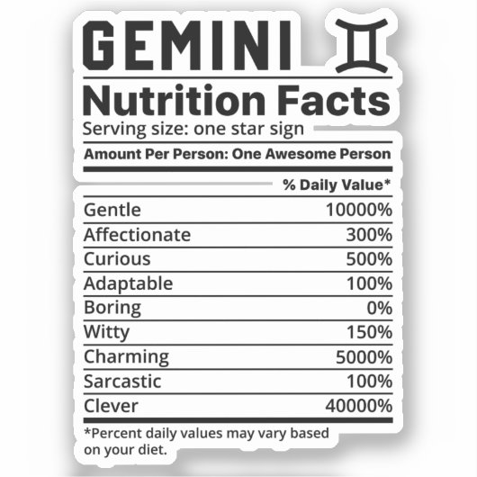 Tweelingen Voedingsfeiten Sticker (Voorkant)