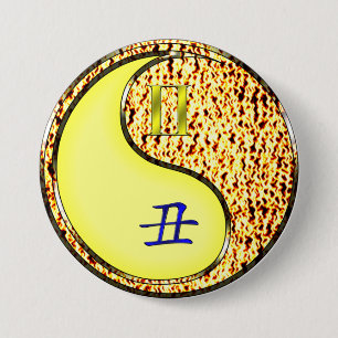 Tweelingen & Vuur Os Ronde Button 7,6 Cm