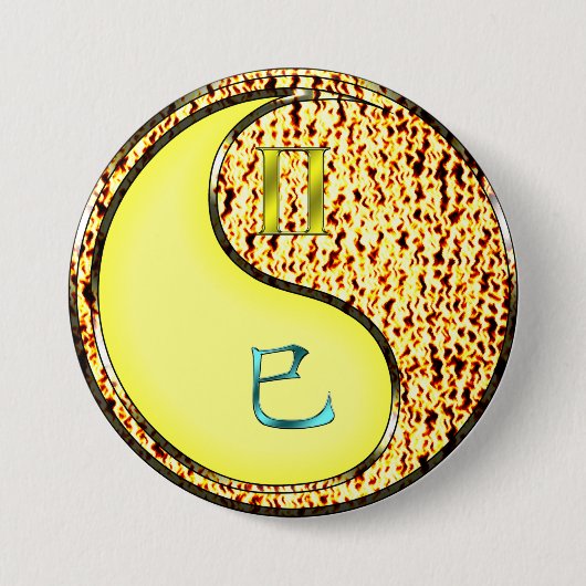 Tweelingen & Vuur Slang Ronde Button 7,6 Cm (Voorkant)