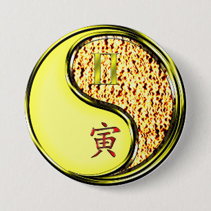 Tweelingen & Vuur Tijger Ronde Button 7,6 Cm