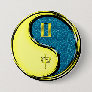 Tweelingen & Water Aap Ronde Button 7,6 Cm