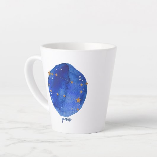 Tweelingen Waterverf Nacht Sky Constellation Zodia Latte Mok (Linkerhoek)