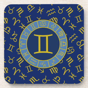 Tweelingen Zodiac + Astrologie Symbolen Patroon Go Bier Onderzetter