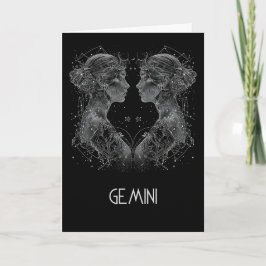 Tweelingen Zodiac Constellation Blank Gevouwen Kaa Bedankkaart