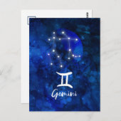 Tweelingen Zodiac Constellation Blue Galaxy Celest Briefkaart (Voorkant / Achterkant)