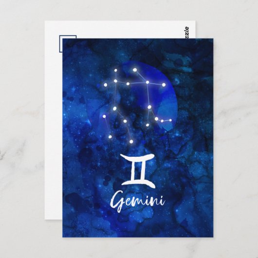 Tweelingen Zodiac Constellation Blue Galaxy Celest Briefkaart (Voorkant / Achterkant)