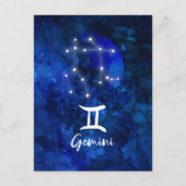 Tweelingen Zodiac Constellation Blue Galaxy Celest Briefkaart (Voorkant)
