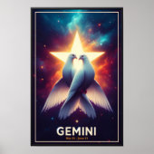 Tweelingen Zodiac Duiven in Harmonie Poster (Voorkant)