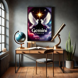 Tweelingen Zodiac Duiven in harmonie Poster