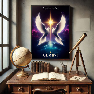 Tweelingen Zodiac Duiven in Harmonie Poster