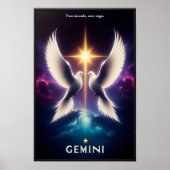 Tweelingen Zodiac Duiven in Harmonie Poster (Voorkant)
