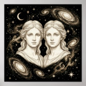 Tweelingen Zodiac Hemel Astrologie Poster (Voorkant)
