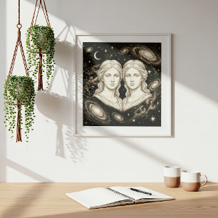 Tweelingen Zodiac Hemel Astrologie Poster