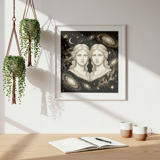 Tweelingen Zodiac Hemel Astrologie Poster